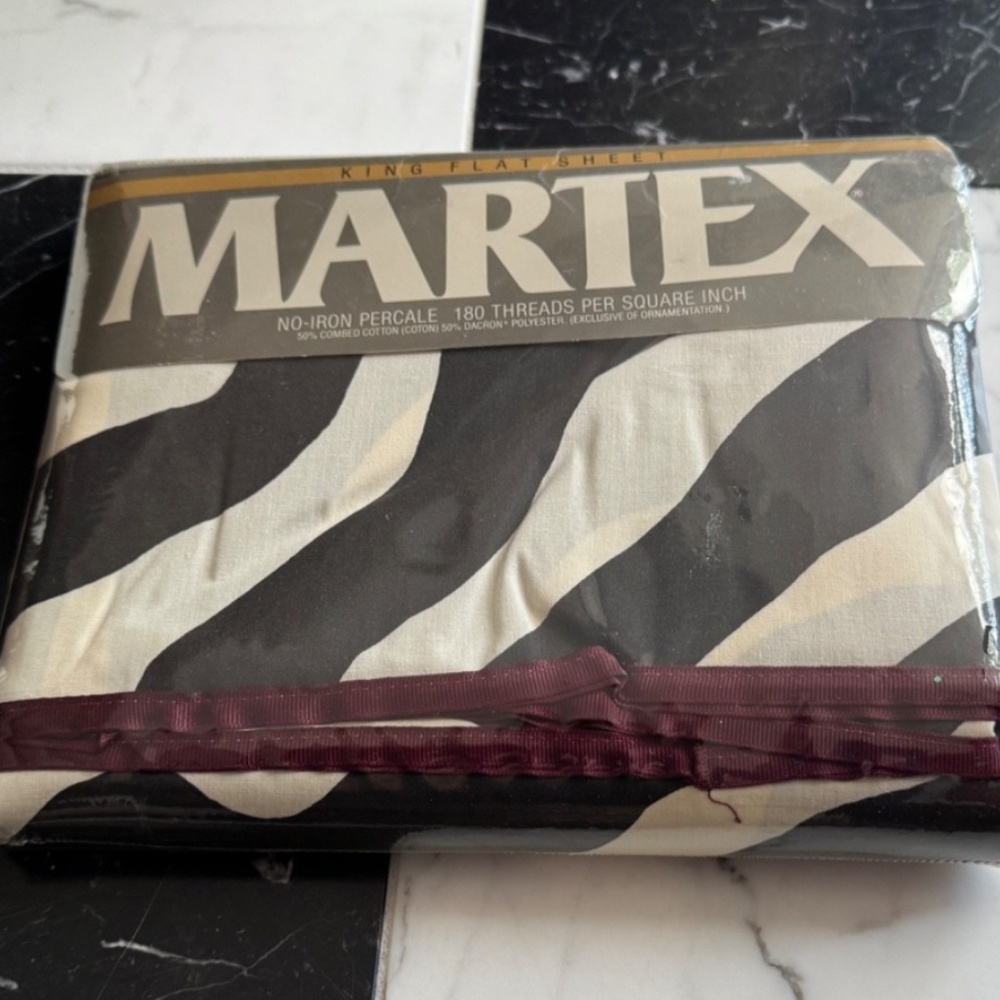 Martex Night Zebra Vintage Perry Ellis KING Flat Sheet NOS NWT LAST ONE! - Picture 5 of 6